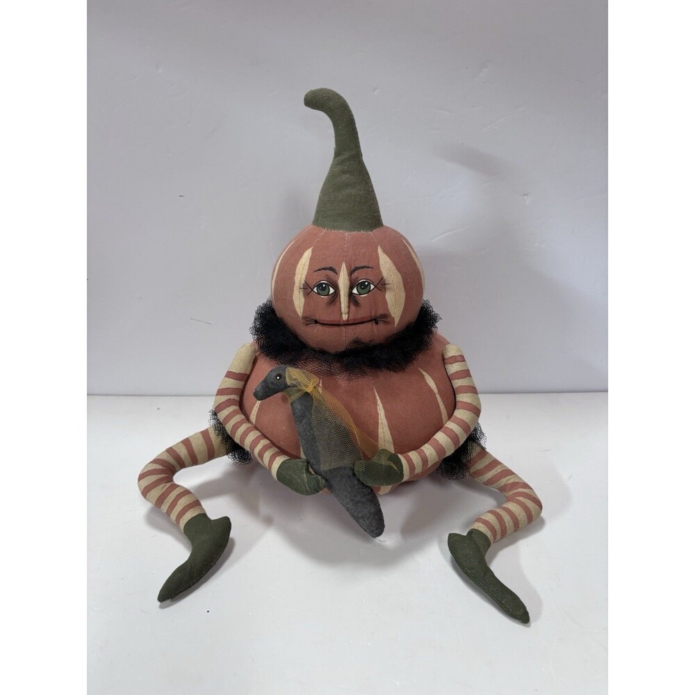 Joe Spencer GOURDY Fabric Halloween Pumpkin Crow Fall Thanksgiving Decor
